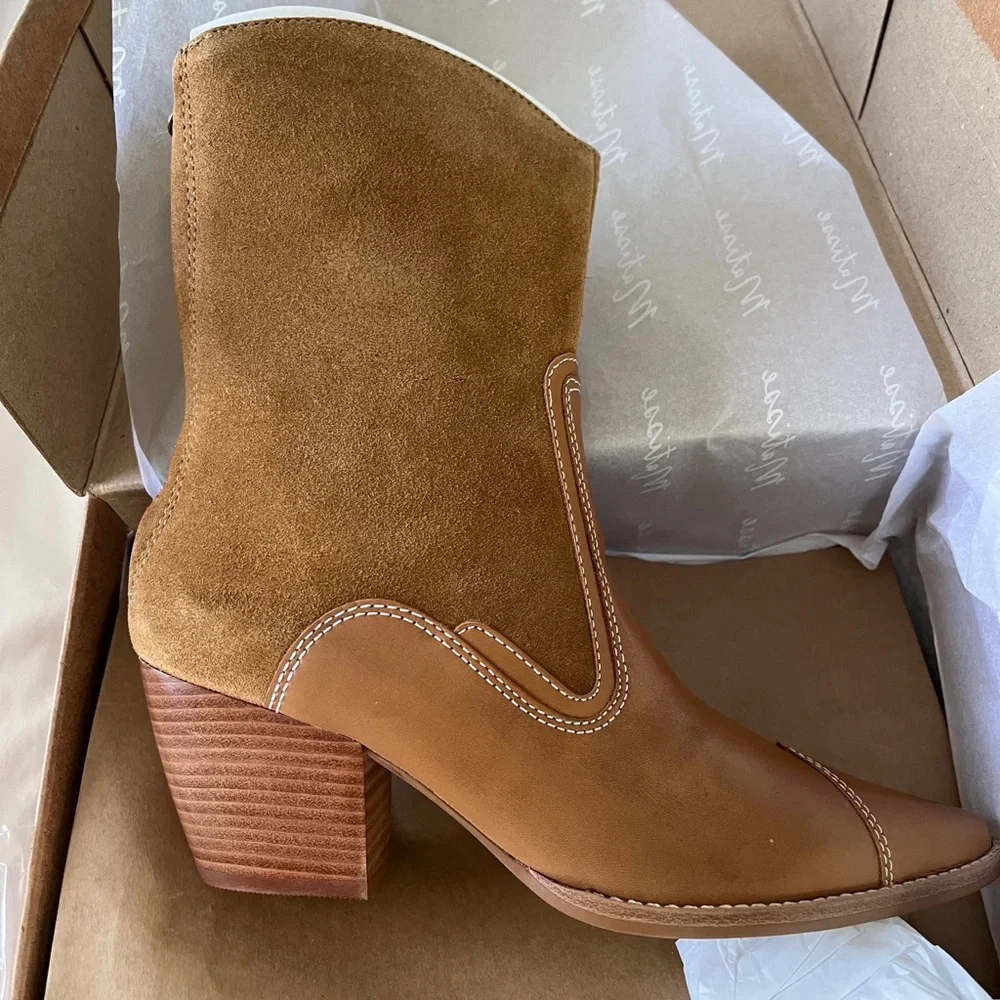 NIB Anthropologie Matisse Carina Western style Suede/Leather Boots - Picture 4 of 13